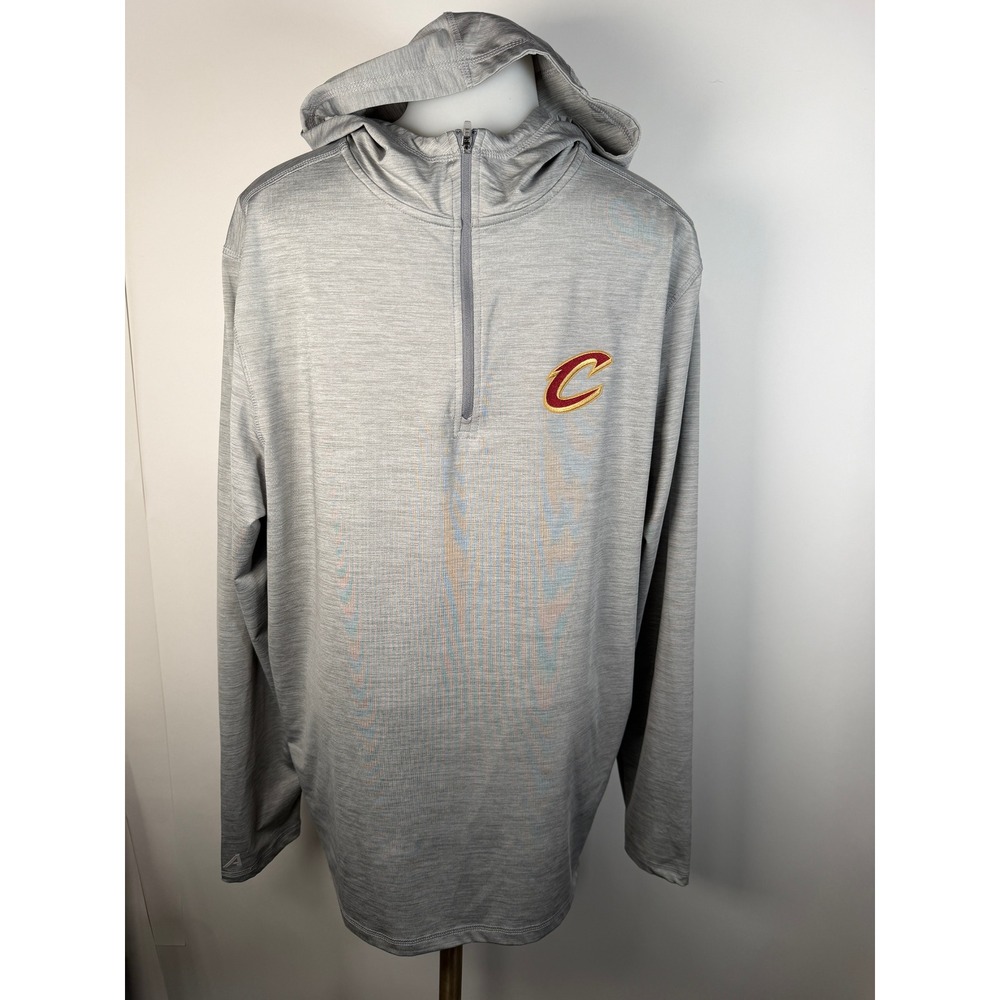 Antigua Cleveland Cavaliers Mens Large Gray Heathered Quarter Zip Hoodie NBA